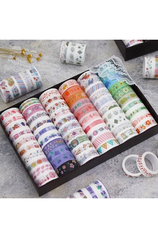 60rolls/box 42001 Karikatür Desen El Hesabı Bant Seti Günlük El Kitabı Dıy Washi Malzemesi, Size:60rolls/box 42001 Diğer