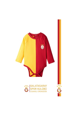 Galatasaray Orijinal Lisanslı Uzun Kol Bebek Body Zıbın Hediyelik Ahşap Kutulu Kırmızı - Sarı