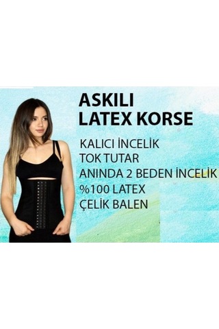 Askılı Çelik Balenli 3 Kademeli Agraflı Şekillendirici Latex Siyah