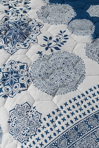 Sardinia Çift Kişilik Kapitone Dolgulu Pike 4 Mevsim Petek Dsn Yastık Kılıfı Dahil 200x230cm Mavi