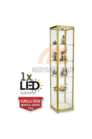 Camlı Vitrin - Camlı Dolap - Camlı Koleksiyon Vitrini 175X30X30 (528208050) Sarı