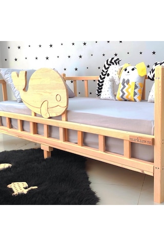 Markaawm Markaawm Premium Balina Montessori Yatak Doğal Çam Çocuk Karyola Akçaağaç
