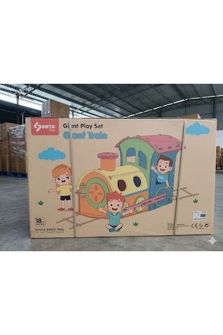 Dev Tren Oyun Seti - Güvenli Ve Dayanıklı Eva Malzeme - Evde Bahçede Kur Oyna Eğlen -130x82x100 Cm