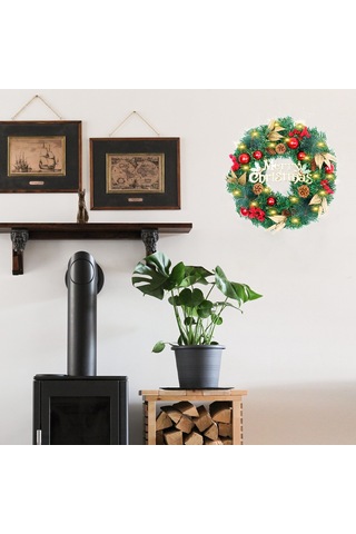 Ön Kapı 19 7" Yapay Noel Çelengi Renkli Işık