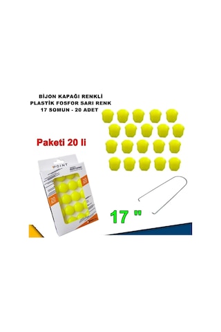 Renkli Bijon Kapağı Plastik Fosfor Sarı Renk Altıgen 17 Mm Bijon Uyumlu 20 Adet