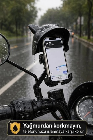 Özel Üretim Telefon Tutucu Kedili Motorsiklet Bisiklet Jx047 Siyah Cihaz Görsel Sürüş