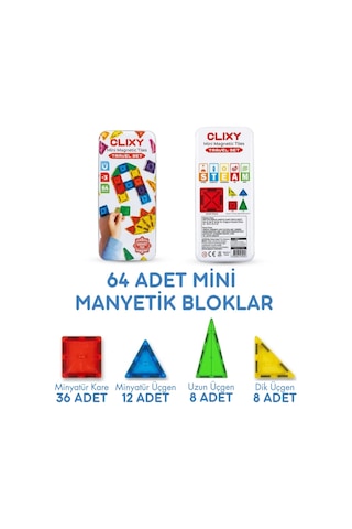Ucuzuna Bak Mini Manyetik Bloklar 64 Parça Travel Set