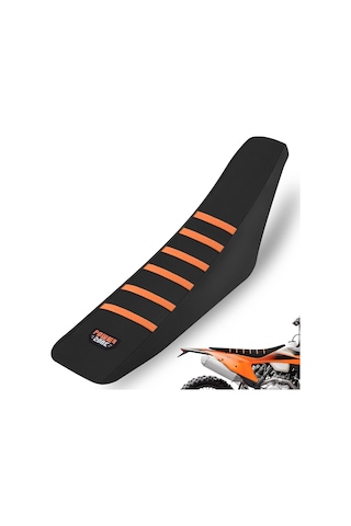 Powerzone Motosiklet / Enduro / Cross Gripli Sele Kılıfı - Kaymaz / Su Geçirmez Turuncu Şeritli