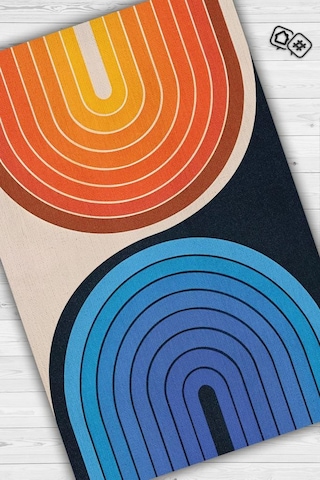 Homshtag Gecem Ve Gündüzüm Ying Yang Halı Renkli Oturma Odası Halısı Çok Renkli