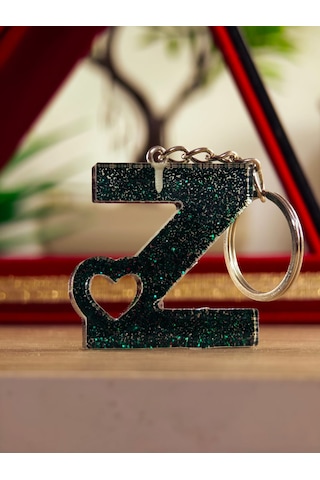 Harfli Anahtarlık Epoksi Kişiye Özel Yapım El Yapımı Harf Anahtarlık Kalp Model Özel Tasarım Hediyelik Ürün Kalp Desenli Simli Anahtarlık Bakır - Pembe