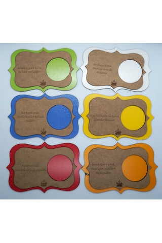 Ahşap Mdf Lazer Kesim Renkli Kahverengi 6 Lı Kahve Fincan Atlığı, Bardak Altlığı, Sunum Açık Kahverengi