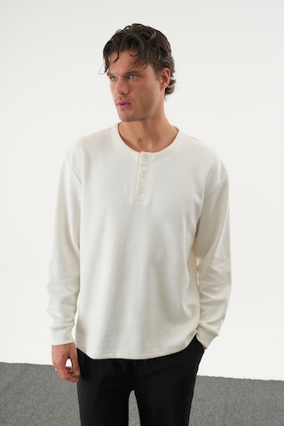 Redline Taren Oversize Erkek Kışlık Düğmeli Sweatshirt BEYAZ