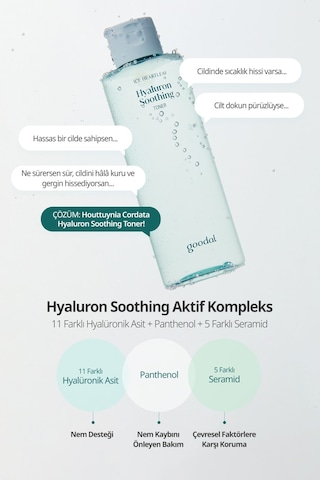 Hassas Ciltlere Bakım Sunan Nemlendirici Tonik Goodal Houttuynia Cordata Hyaluron Soothing Toner