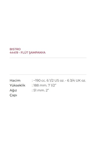 44419 Bistro Ayaklı Bardak 6'lı 190 Cc - 1017043 Şeffaf/cam