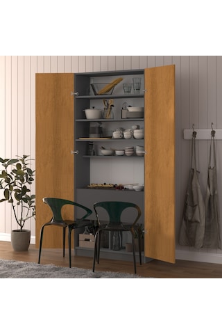 Asra Trend Modern Dolaplı Çalışma Masası MD001 %100 MDF Katlanır Raflı Ofis Yemek Masası Petra-Antrasit