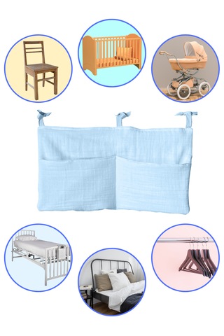 Bebek Beşik Yanı Organizer 2 Cepli Pratik Organizer Mavi