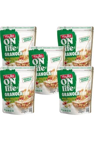 Yayla Onlife Beyaz Çikolatalı Antep Fıstıklı Ve Çilekli Granola 200 G X5