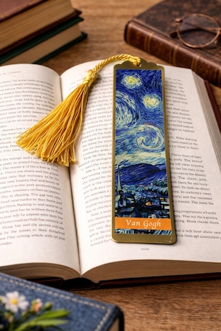 Sanatsal Tablo Temalı Metal Kitap Ayracı Van Gogh-yıldızlı Gece