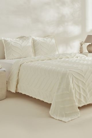 Karaca Home Arlina Geo Tek Kişilik Yatak Örtüsü Takımı Ekru Ekru