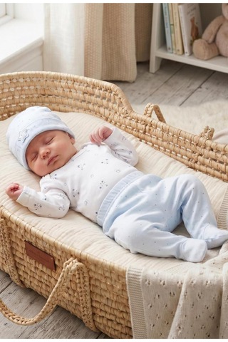Altıntaş Baby Caramell Özel Kutusunda Yıldızlı Ayıcık Tulumlu 4'lü Set Mavi Mavi