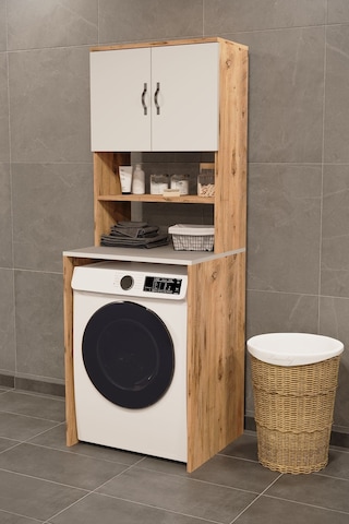 Çamaşır Makinesi Üstü Banyo Dolabı Rafı Atlantik Çam Çok Renkli
