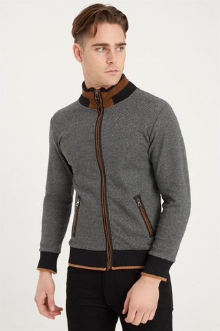 1021 Dewberry Erkek Sweatshırt-noktalı Siyah Noktalı Siyah