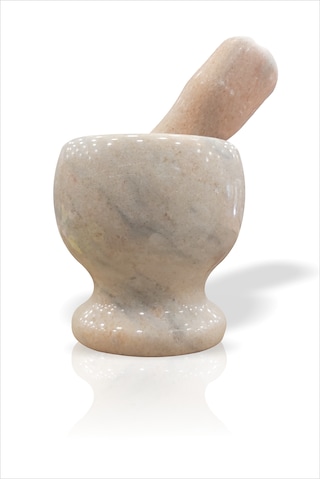 Bej Gerçek Ağır Mermer 11 Cm Sarımsak Çeşni Ezici Havan Tokmak