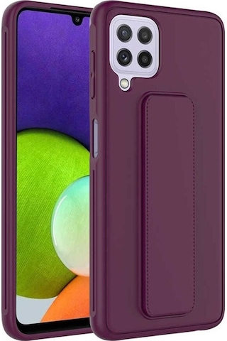 Samsung Uyumlu Galaxy M22 Kılıf Zore Qstand Kapak Mürdüm