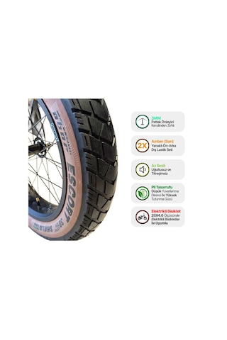 Heugers 20x4.0 E-bike Zırhlı Dış Lastik Seti Ön + Arka Amber Yanaklı, Düşük Yuvarlanma Dirençli,