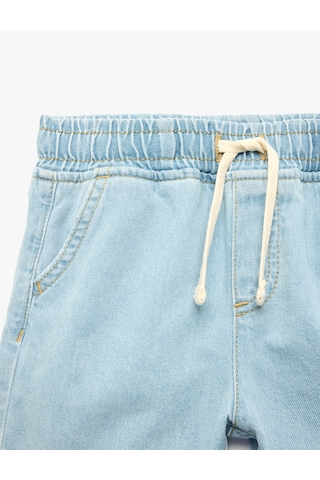 Koton Pamuklu Cepli Beli Bağcıklı Denim Şort Lıght Indıgo 6smb40020td Açık Mavi