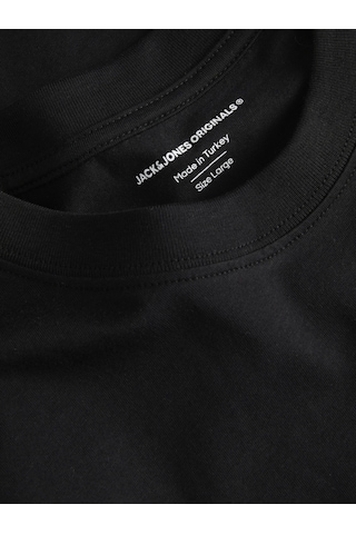 Jack & Jones Erkek Bisiklet Yaka Gögüs Baskili Tisört - New Plas - 12310180 Siyah