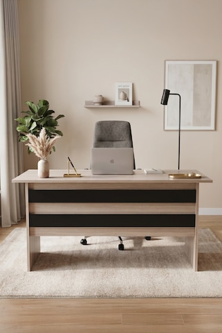 Yurudesign Vario A Ofis Çalışma Masası Meşe-Siyah