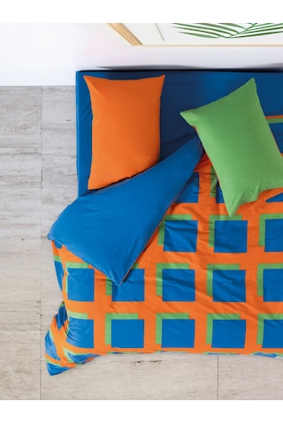 Cozy Home Popping Colors Çift Kişilik Lastikli Çarşaflı Nevresim Takımı Venus Mavi