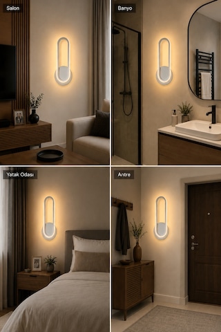 AvizeGO Haris Modern Led Duvar Apliği Günışığı Gri