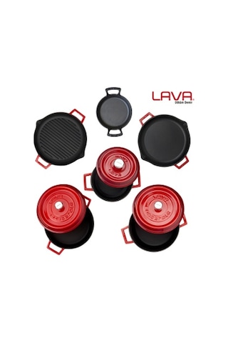 Lava Demir Döküm 5`I Bir Yerde Seti Tencere Seti Sahan
