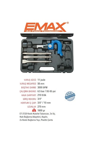 Emax Havalı Keski Kalafat Tabanca Seti 250Mm