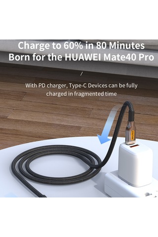 Awei Cl-125t Tip-c / Usb-c Tip-c / Usb-c Hızlı Şarj Veri Kablosu, Uzunluk: 1m Siyah