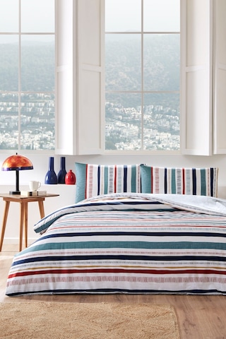 Floretta Tracejada Çift Kişilik Nevresim Takımı MAVI