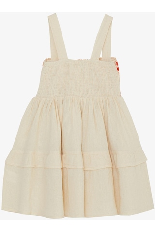 Escabel Kız Çocuk Elbise Triko Motifli Askılı 5-9 Yaş, Krem-krem Krem