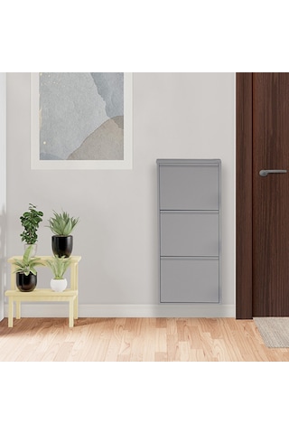 3'lü Metal Ayakkabılık - Gri