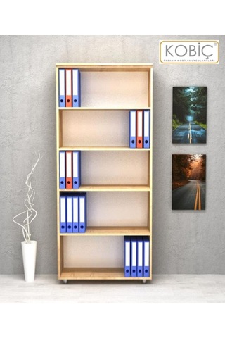 Kobiç Ofis Dosya Dolabı Raflı Suntalam Dolap 70x35x185 Cm Meşe Meşe