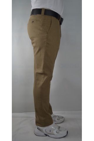 Battal Erkek Cizgili Reguler Pamuk Pantolon Kum