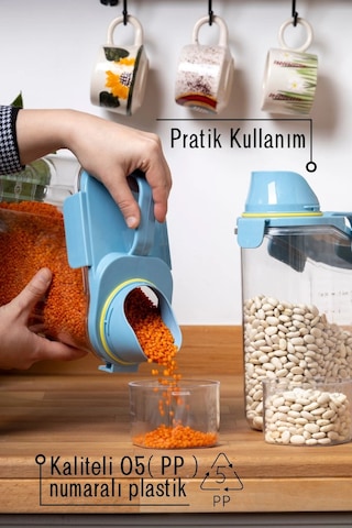 Contalı Sızdırmaz Erzak Saklama Kabı / 1800 Ml / Mavi - Tekli Mavi