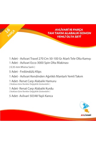 Avlivari Travel 270 Cm 50-100 Gr Olta Kamışı - Avlivari Ecco 3000 Spin Olta Makinası Tam Takım Kıyı Profesyonel Alabalık-somon Olta Seti-9630