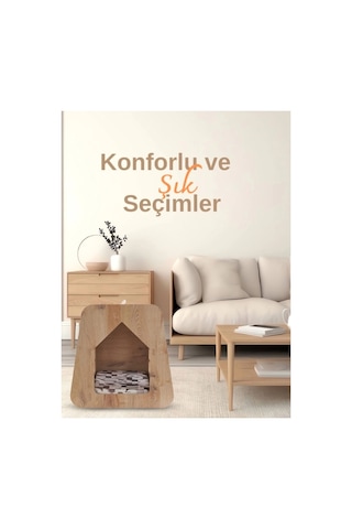 Caramel 30 50 Kedi Köpek Evi Yıkanabilir Kumaş Minderi Ile Beraber