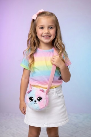 Mollycrush Kız Çocuk Mor Ayıcık Figürlü Hediye Peluş Çanta Simli Kulaklı Ayarlanabilir Askılı Mor