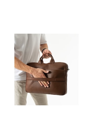Westpolo Vegan Deri Unisex Laptop, Evrak Çantası - 6063 Taba