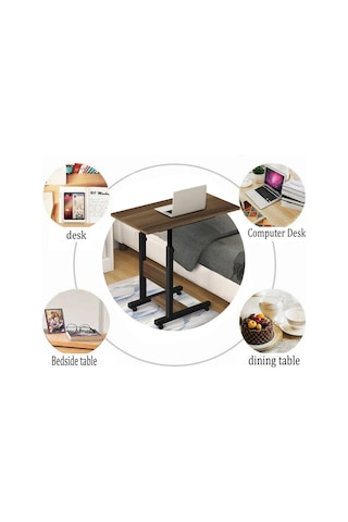 Sekizincicaddedizayn Yükseklik Ayarlı Yatak Sehpası - Ceviz (Tekerli) 70X40 Ceviz