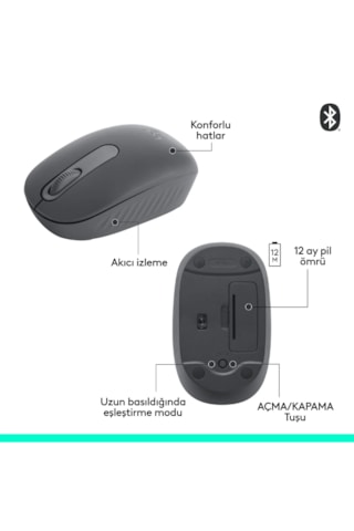 Logitech M196 Bluetooth Kablosuz Mouse Ve Nero 15.6 İnç Notebook