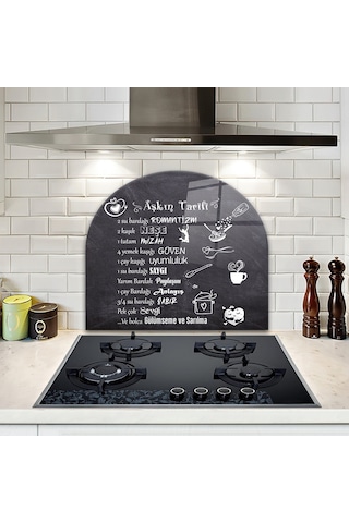 Decorita Cam Ocak Arkası Koruyucu | Oval Şekilli | Aşkın Tarifi
